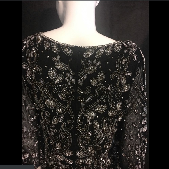 NEW‎ Pisarro Nights Embellished Mesh Cold-Shoulder Sheath Dress [SZ 2 ] - Picture 7 of 8